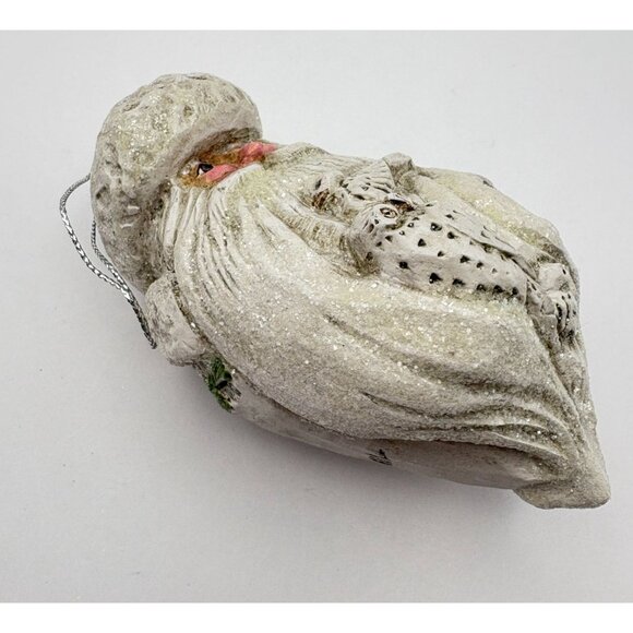 Pam Schifferl Santa Claus Head Christmas Ornament Owl Bird Rabbit Face Folk Art - Picture 5 of 8